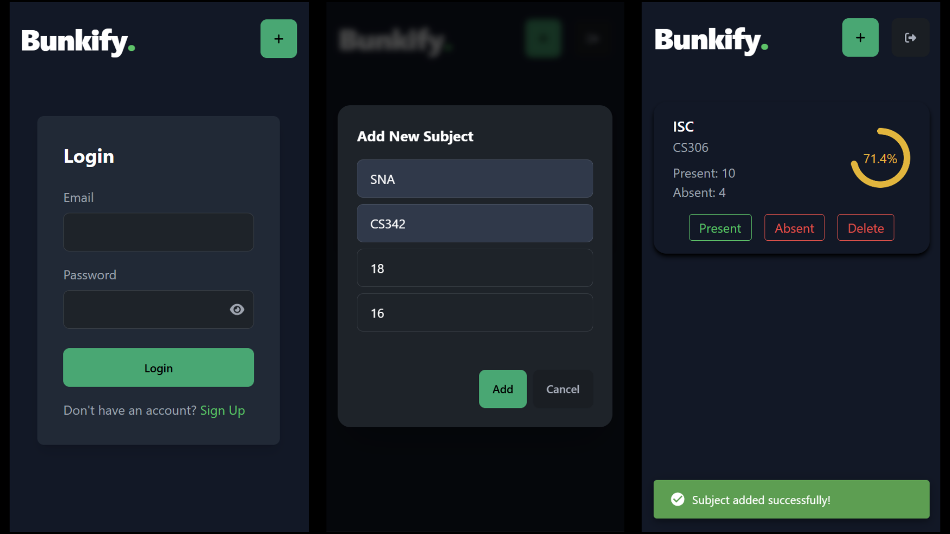 Bunkify. - Attendance Tracker System